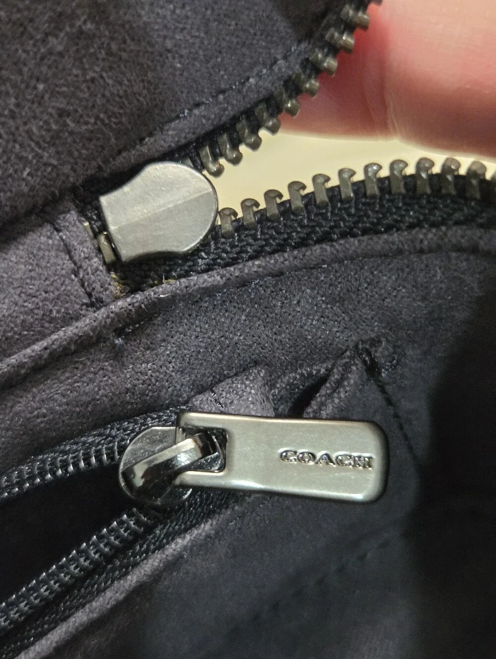 Coach leather zip